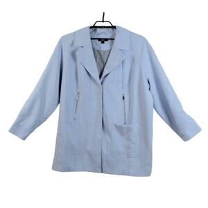 Ellos Trench Coat Womens 20 Blue Long Zip Pockets